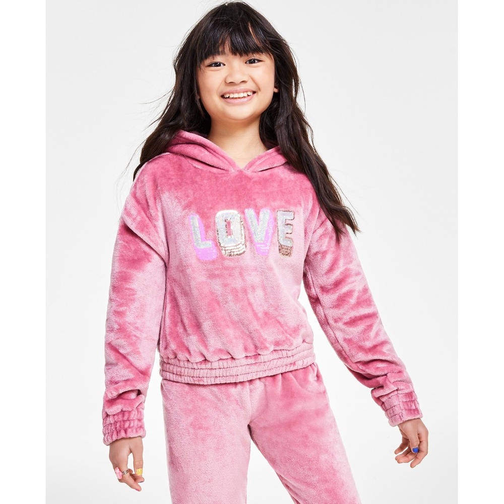 Colette Lilly Big Girls‎ Cozy Sparkle Hoodie - Heather Rose Size L